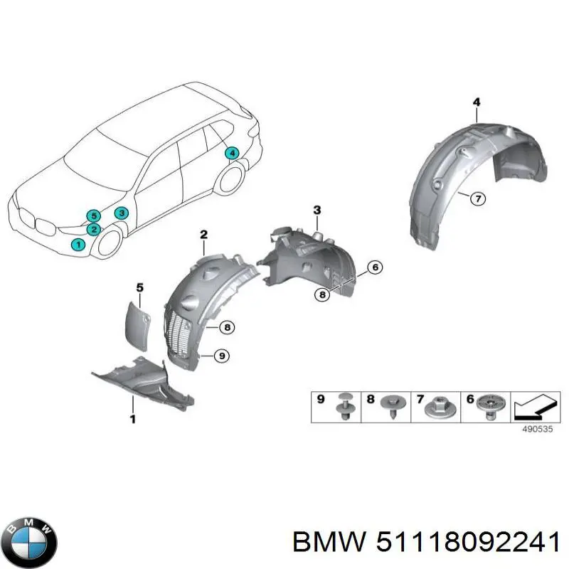 51118092241 BMW Proteção esquerda do pára-choque dianteiro