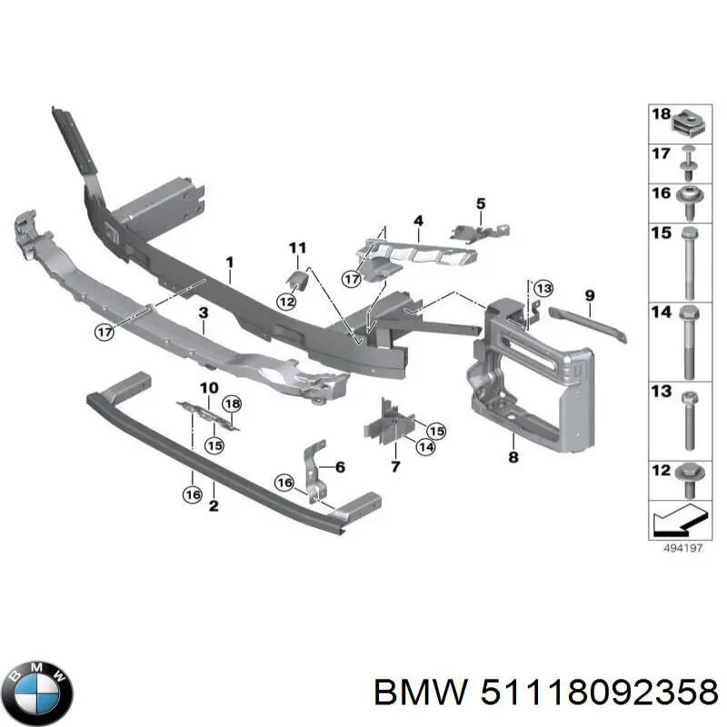51118092358 BMW Absorvedor (enchido) do pára-choque dianteiro