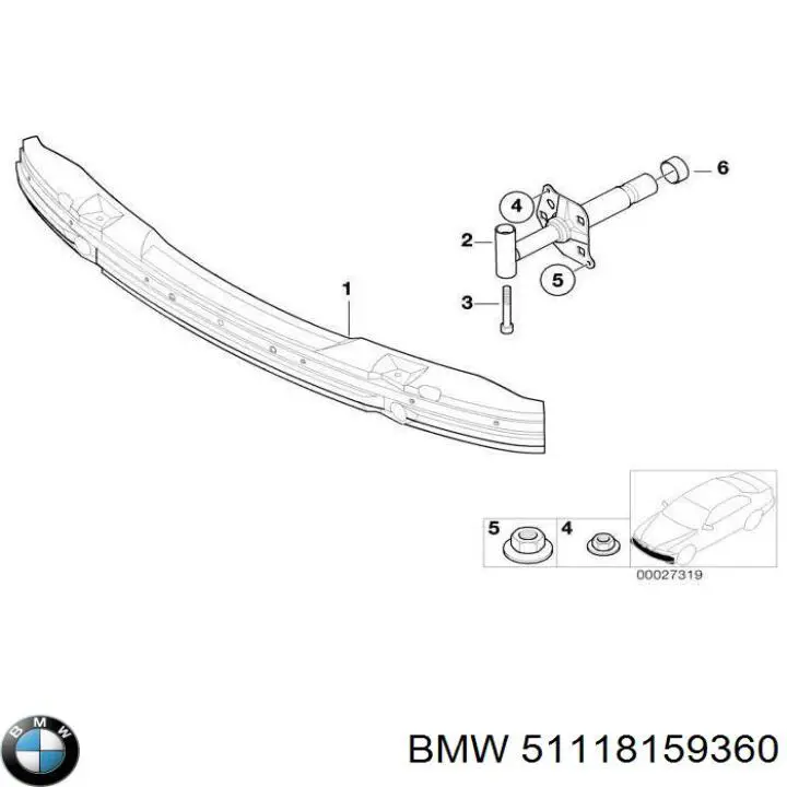 51118159360 BMW Consola de reforçador do pára-choque dianteiro