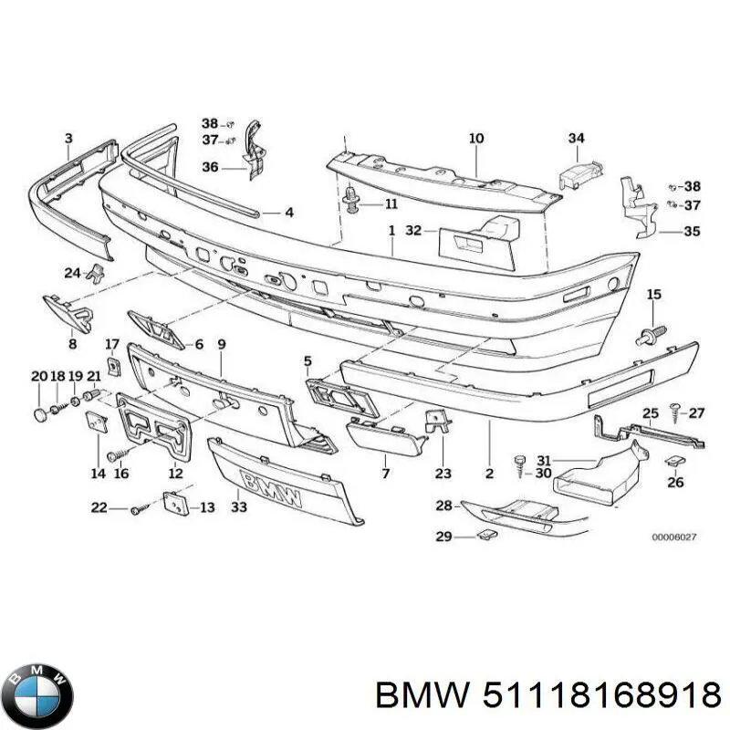 51118168918 BMW Grelha direita do pára-choque dianteiro