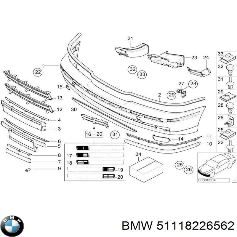 Compre 51118226562 BMW Placa sobreposta direita do pára-choque dianteiro