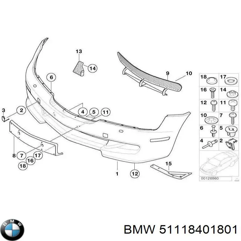 Compre 51118401801 BMW Consola do pára-choque dianteiro esquerdo