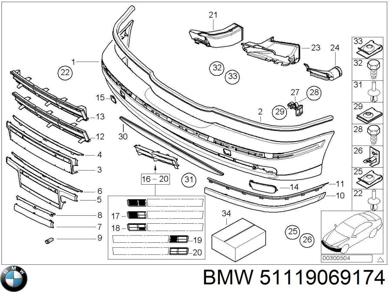  BMW 51119069174 preço, a partir de  