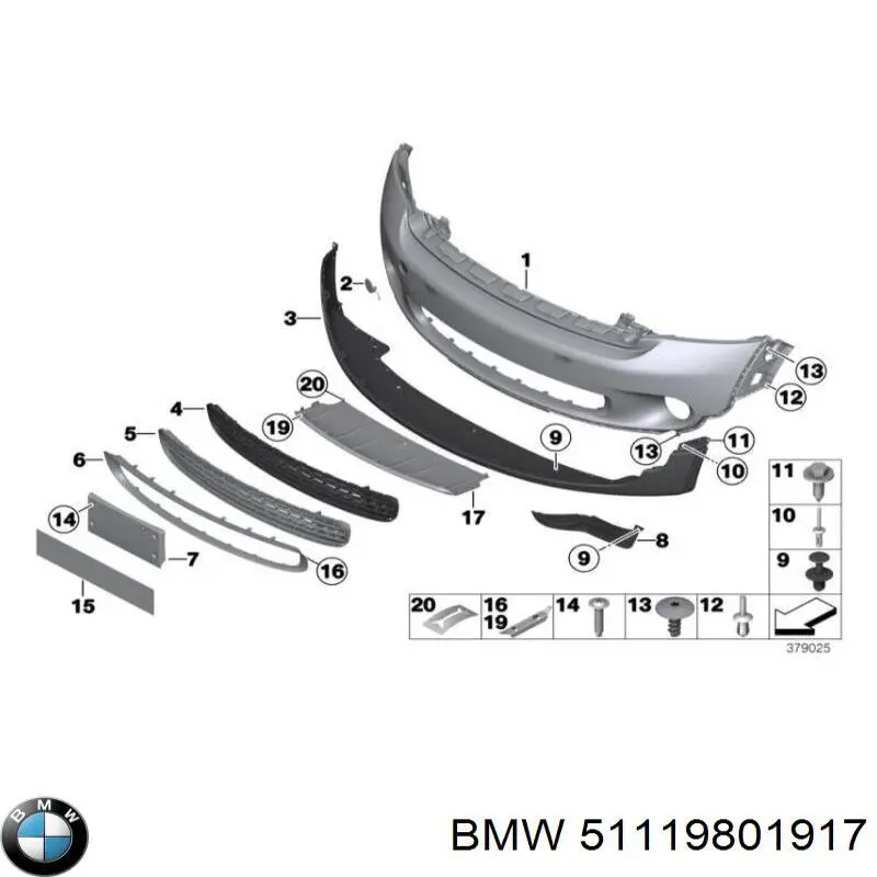 51119801917 BMW Spoiler do pára-choque dianteiro