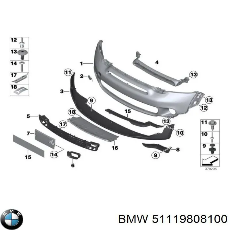 51119808100 BMW Grelha superior do pára-choque dianteiro
