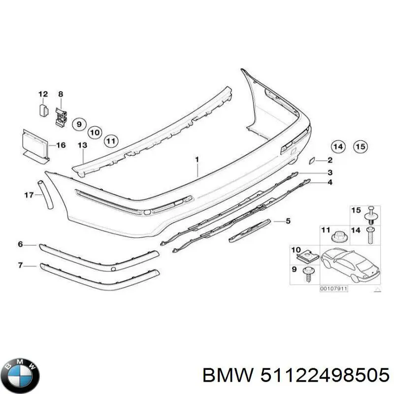 Pára-choque traseiro BMW 51122498505 preço, a partir de 221,33 USD