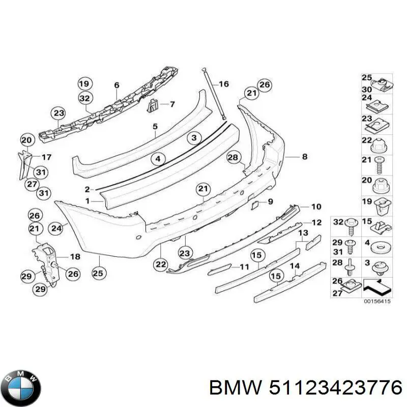 Pára-choque traseiro BMW 51123423776 preço, a partir de 154,94 USD