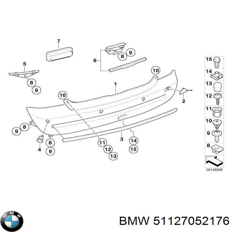 51127052176 BMW Consola direita do pára-choque traseiro