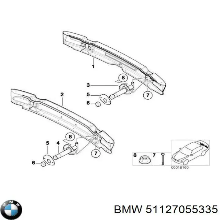 51127055335 BMW Consola de reforçador do pára-choque traseiro