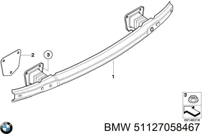 51127058467 BMW Reforçador do pára-choque traseiro