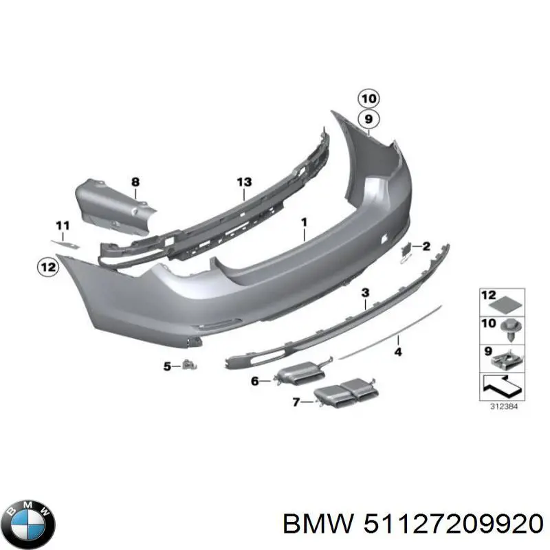 Placa sobreposta do pára-choque traseiro BMW 51127209920 preço, a partir de 94,49 USD