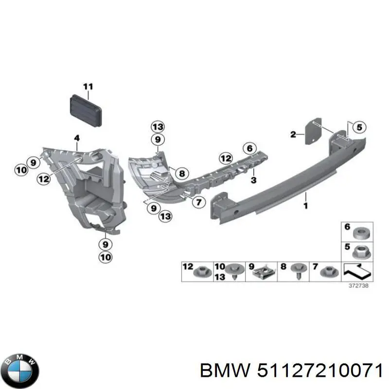51127210071 BMW Reforçador do pára-choque traseiro