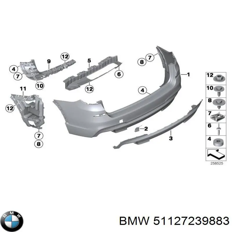 51127239883 BMW Consola esquerda do pára-choque traseiro
