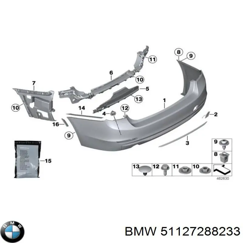 51127288233 BMW Moldura central do pára-choque traseiro
