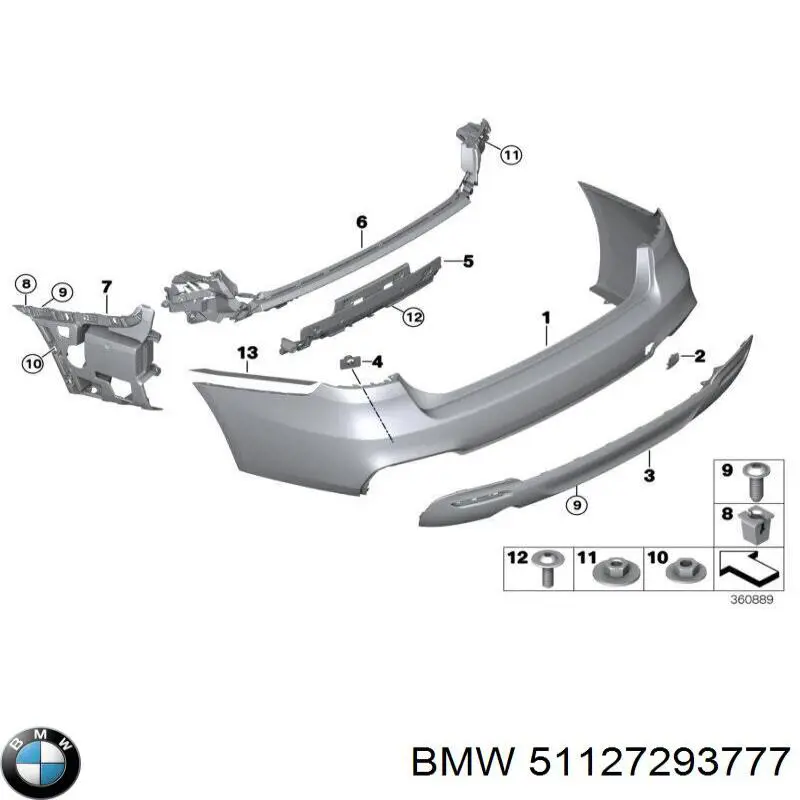 51127293777 BMW Consola central do pára-choque traseiro