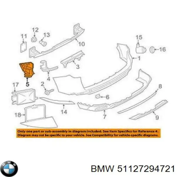 51127294721 BMW Consola esquerda do pára-choque traseiro externo
