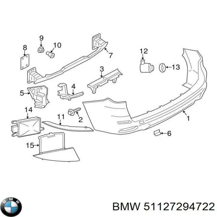 51127294722 BMW Consola direita do pára-choque traseiro externo