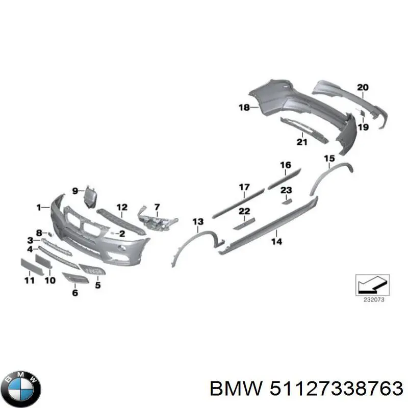 51127338763 BMW Guia esquerda do pára-choque traseiro