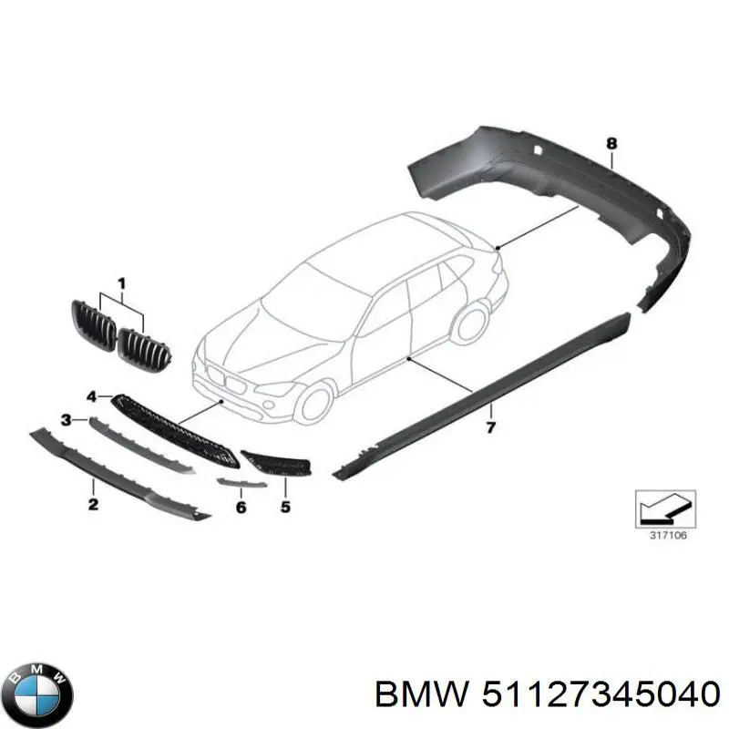 Pára-choque traseiro, parte inferior BMW 51127345040 preço, a partir de 129,21 USD