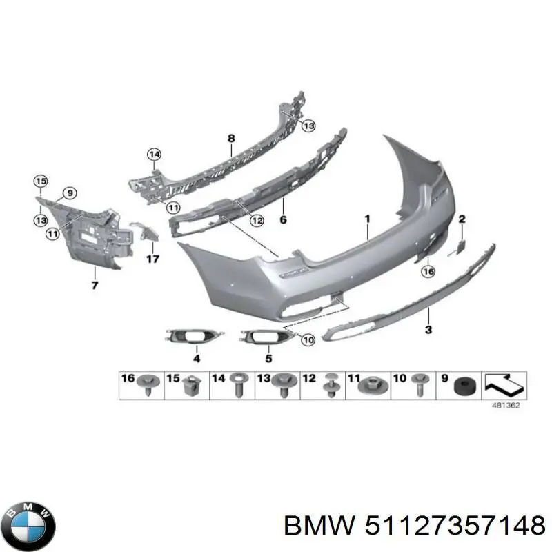 51127357148 BMW Consola direita do pára-choque traseiro
