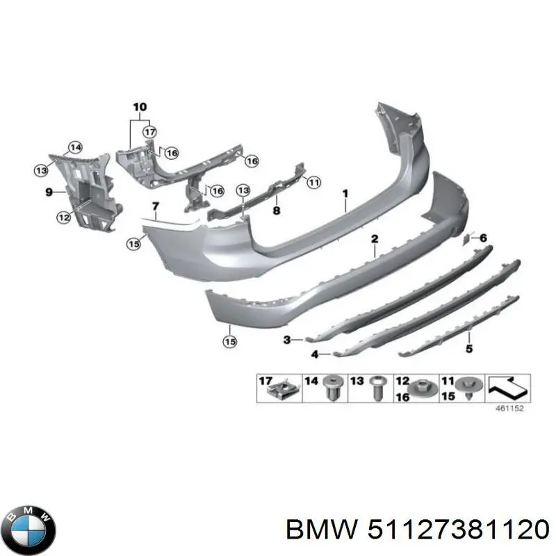 51127381120 BMW Consola direita do pára-choque traseiro