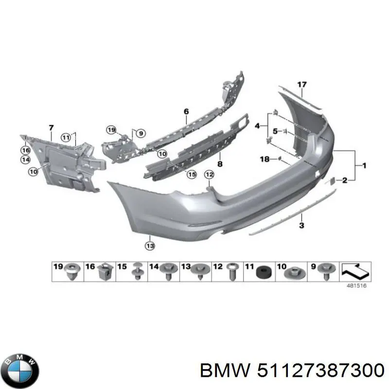 51127387300 BMW Consola direita do pára-choque traseiro