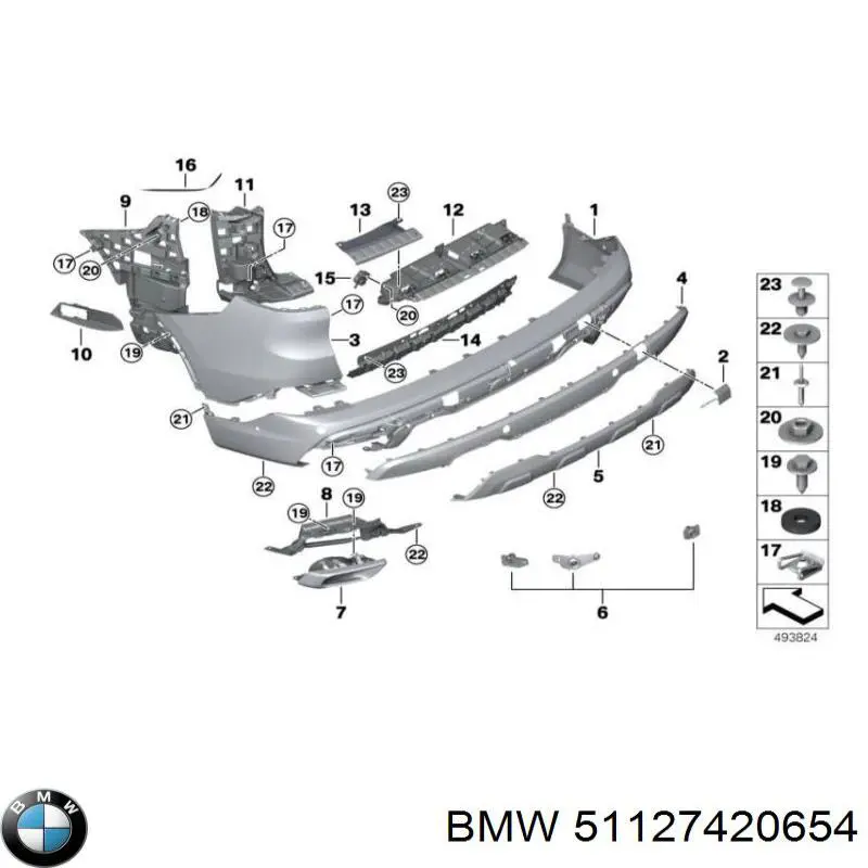 51127420654 BMW Consola direita do pára-choque traseiro