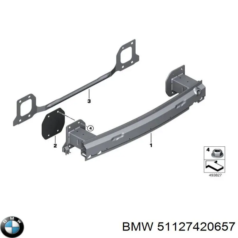 51127420657 BMW Reforçador do pára-choque traseiro