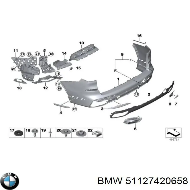 51127420658 BMW Consola central do pára-choque traseiro