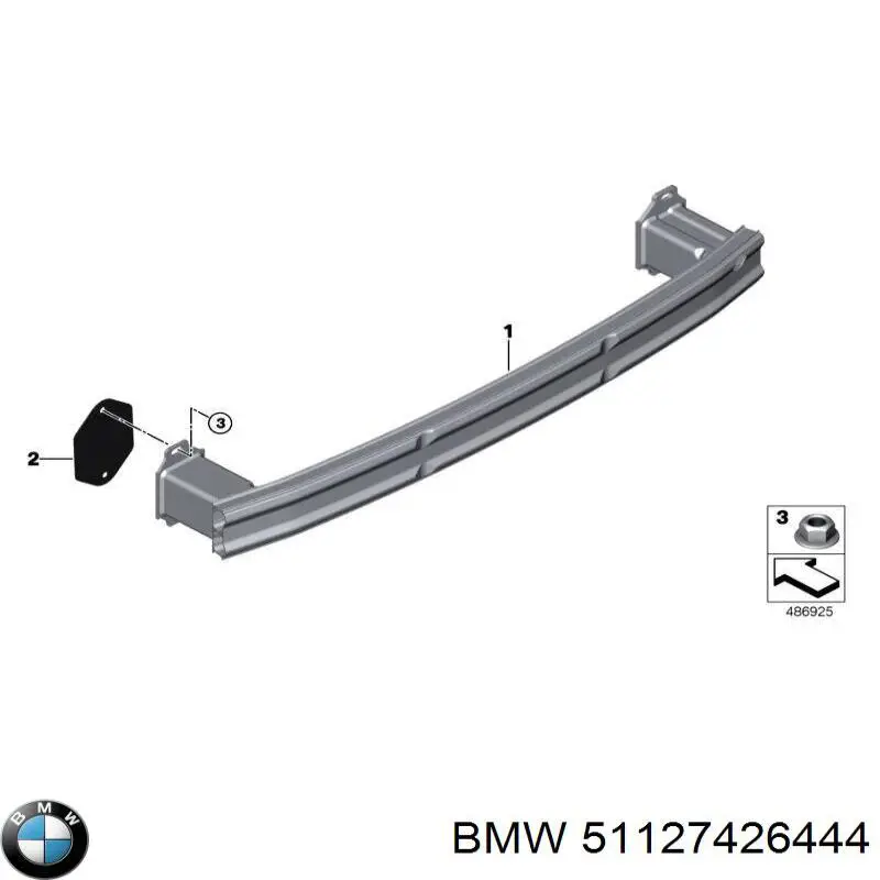 51127426444 BMW Reforçador do pára-choque traseiro