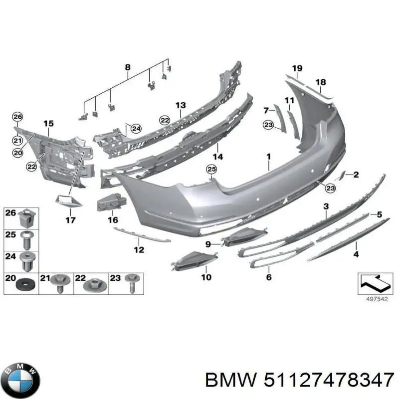 51127478347 BMW Guia do pára-choque traseiro
