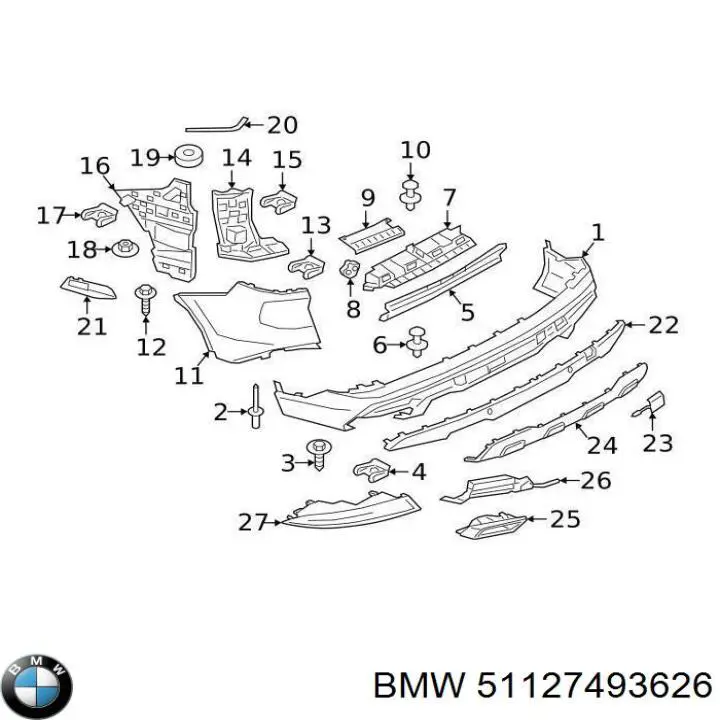 51125A5C8D6 BMW Bocal para o silenciador