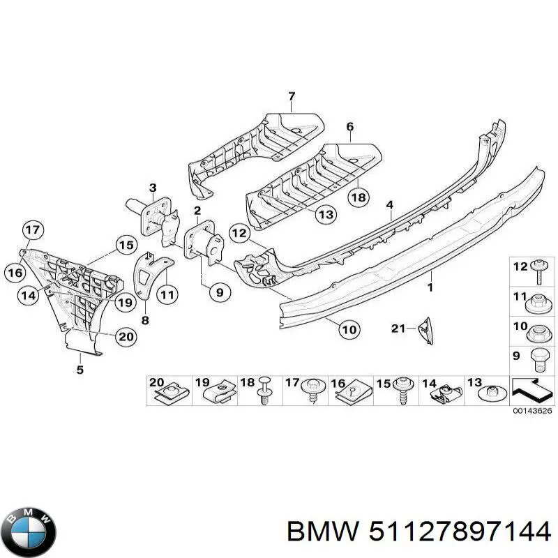51127897144 BMW Guia do pára-choque traseiro