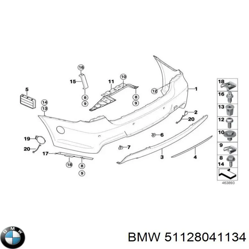 51128041134 BMW Tampão dianteira do pára-choque do gancho de reboque