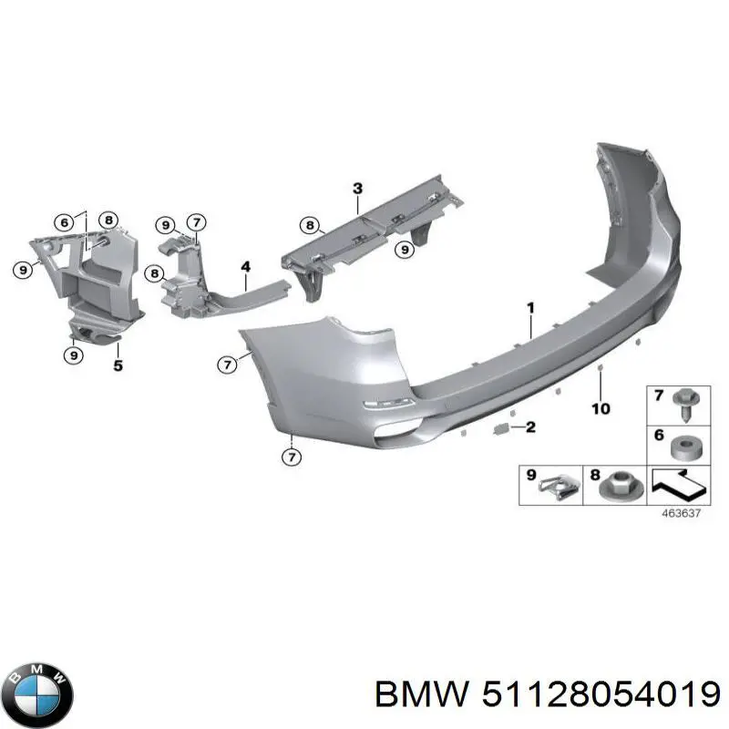 51128054019 BMW Guia esquerda do pára-choque traseiro