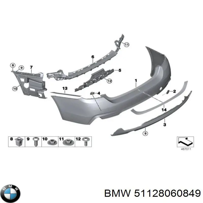 51128060849 BMW Tampão traseiro do pára-choque do gancho de reboque