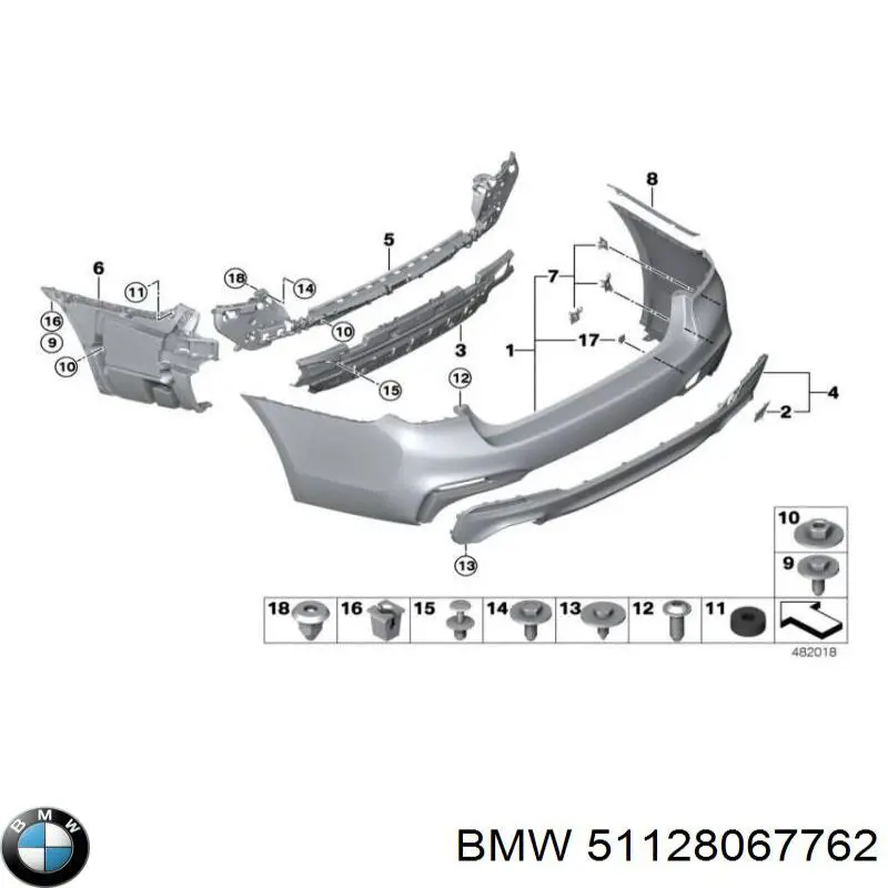 51128067762 BMW Consola central do pára-choque traseiro