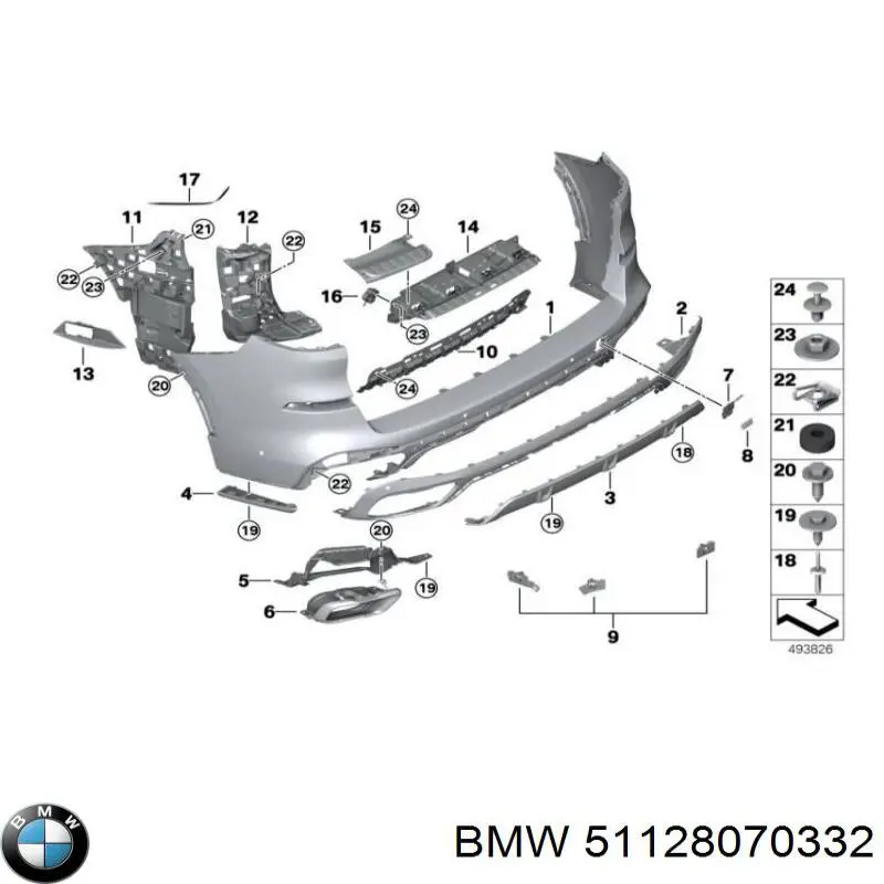 51128070332 BMW Consola central do pára-choque traseiro