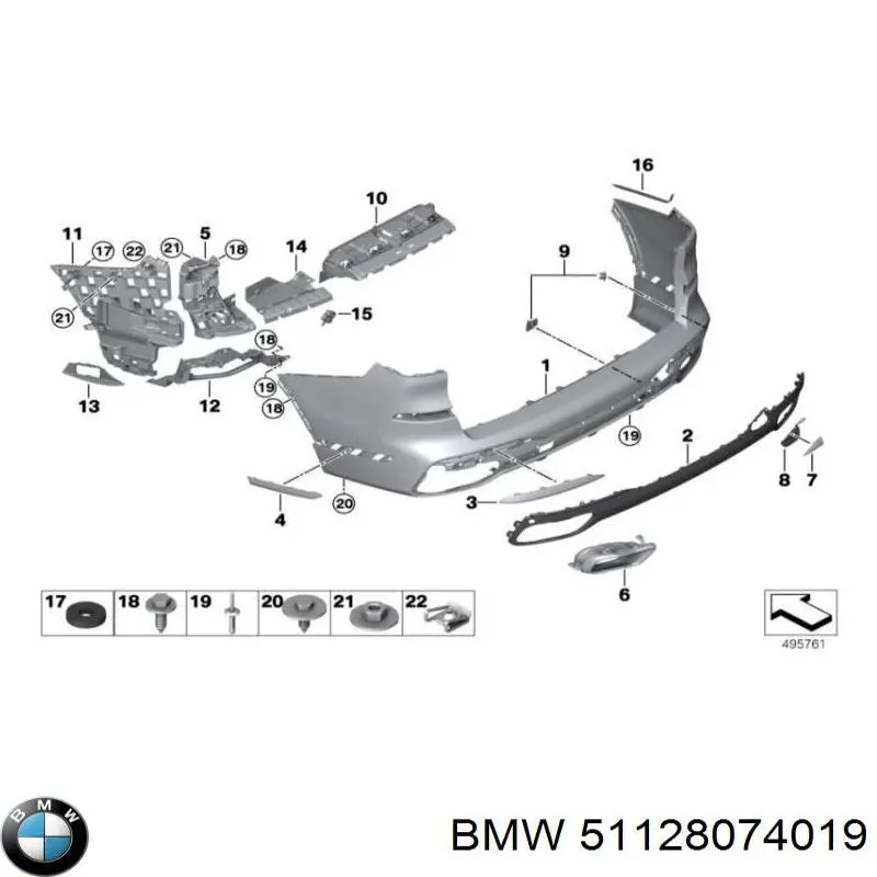 Moldura esquerda do pára-choque traseiro BMW 51128074019 preço, a partir de 169,08 USD