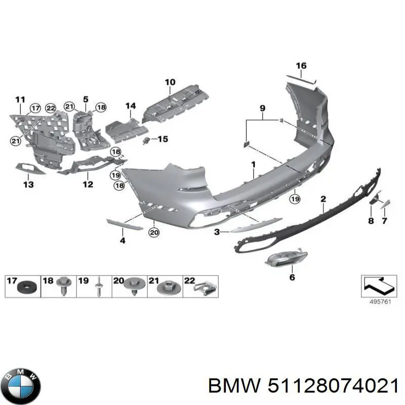 51128074021 BMW Moldura esquerda do pára-choque traseiro