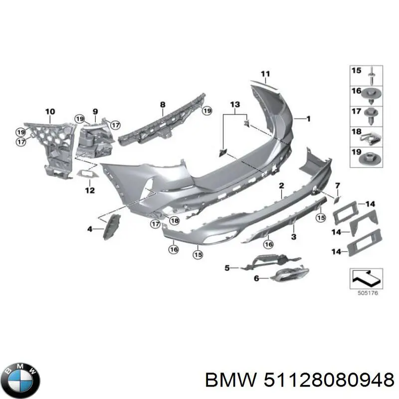 Pára-choque traseiro, parte inferior BMW 51128080948 preço, a partir de 1872,90 USD