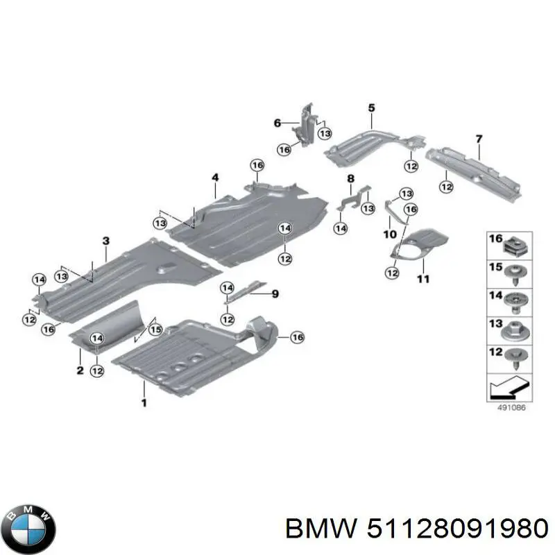 51128091980 BMW Proteção de fundo traseira direita