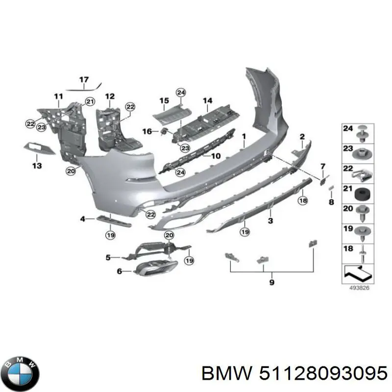 51125A5C8E3 BMW Bocal para o silenciador