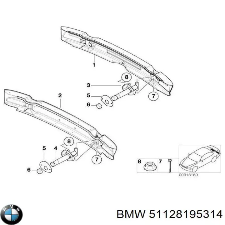8195314 BMW Reforçador do pára-choque traseiro