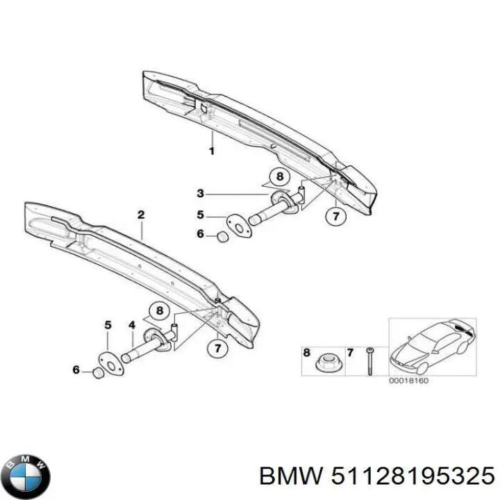 51127055335 BMW Consola de reforçador do pára-choque traseiro