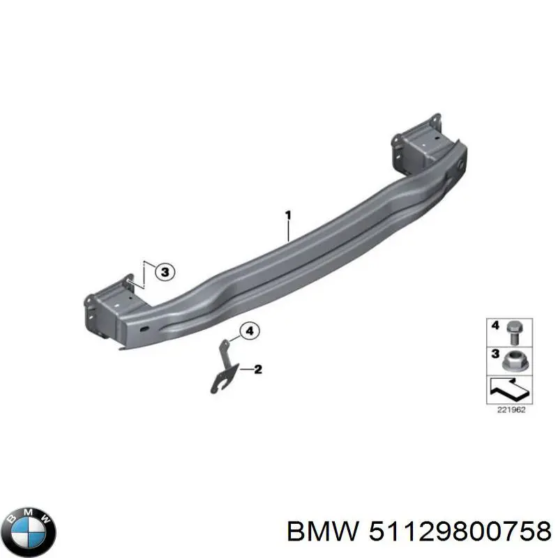 51129800758 BMW Reforçador do pára-choque traseiro
