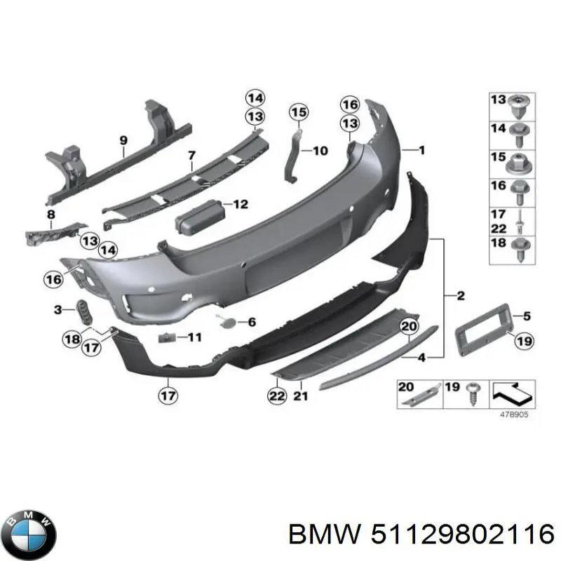 Guia direita do pára-choque traseiro BMW 51129802116 preço, a partir de 44,09 USD