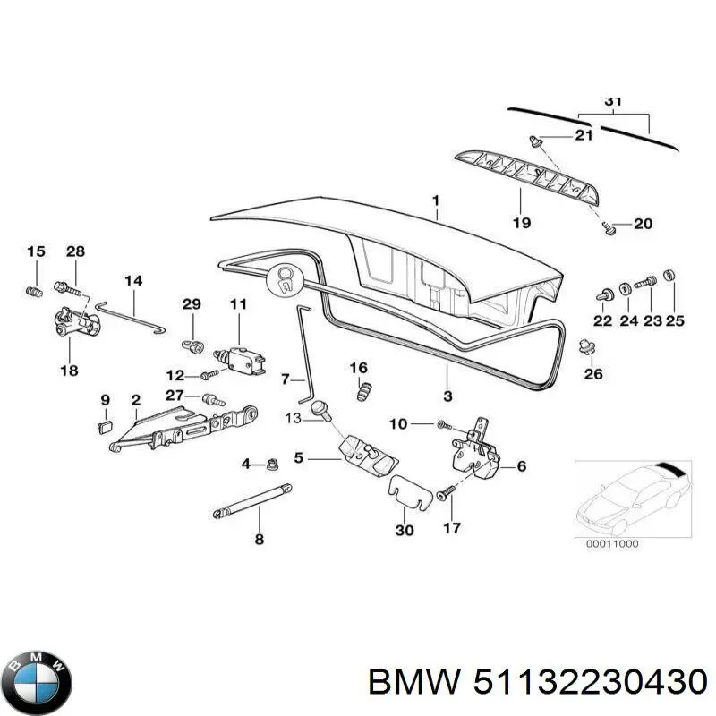 51132230430 BMW Placa sobreposta de tampa de porta-malas