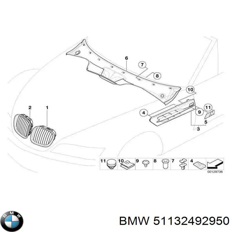 Grelha do radiador direita BMW 51132492950 preço, a partir de 283,30 USD