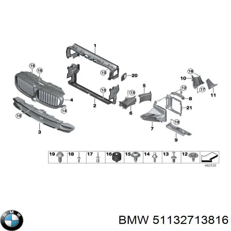 Grelha do radiador BMW 51137497205 preço, a partir de 183,38 USD